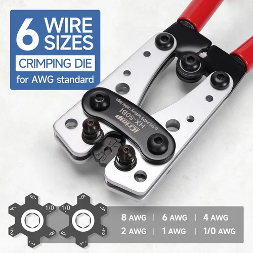 Miniatura 2 de iCrimp - Herramienta de prensado para terminales de cable resistentes, terminales de batería, terminales de cobre AWG 8-1/0