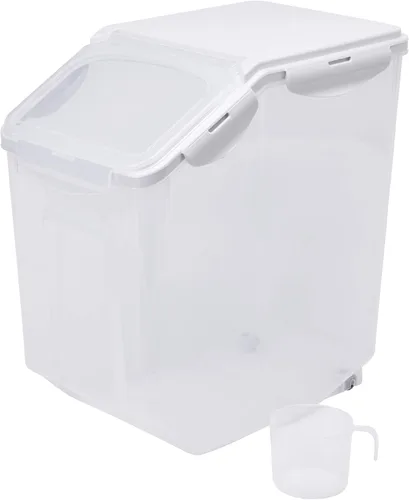 Miniatura 11 de HANAMYA Contenedor de almacenamiento de arroz de 10 litros / 20 libras con taza medidora, sin BPA, para arroz Grano Alimento para mascotas