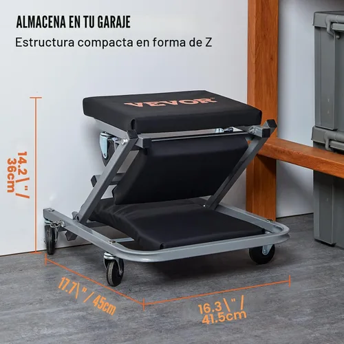 Miniatura 5 de VEVOR Camilla de Mecánico, Regalo de Garaje, Asiento de Camilla Z de 36", Regalos de Mecánico 2 en 1, Capacidad de 300 libras, Camilla de Perfil