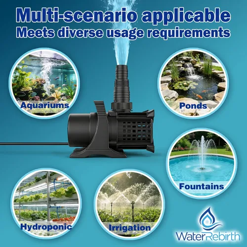 Miniatura 9 de WaterRebirth PSA8000 Bomba de agua dulce resistente, 8500 GPH 600W potente bomba sumergible/en línea, elevación extra alta de 26.3 pies