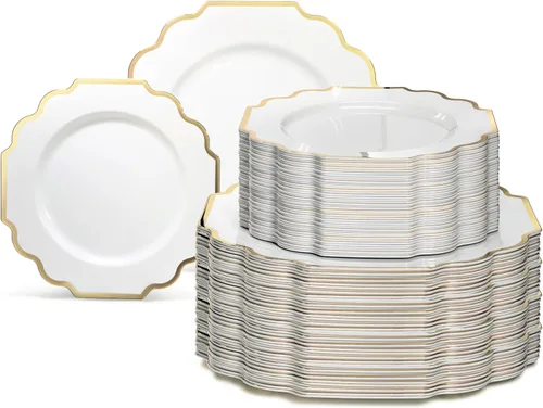 Miniatura 40 de OCCASIONS juego para 25 comensales (200 piezas), 80 comensales (640 piezas), 120 comensales (960 piezas), blanco imperial, 10.5 pulgadas, 7.5 A.