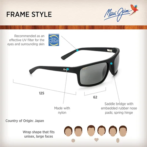 Miniatura 6 de Maui Jim Mens and Womens Byron Bay Polarized Wrap Sunglasses
