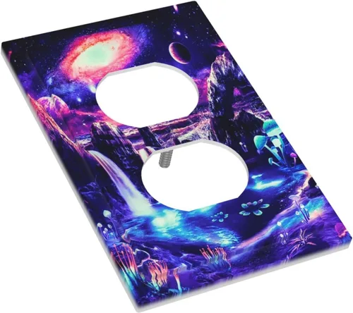 Miniatura 3 de Cubierta de Enchufe de Pared de 1 Pandilla con Diseño Fantástico de Hipi Estético de Planeta Galaxia Espacio Setas Interruptor Duplex Recubierta