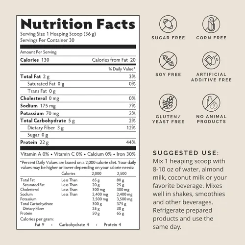 Miniatura 2 de BRAINMD Dr Amen OMNI Protein Vanilla - 2.38 libras - Proteína en polvo a base de plantas - Promueve la recuperación de energía y ejercicio - Vegano