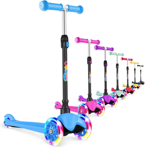Miniatura 9 de BELEEV Patinete A1 para niños de 2 a 6 años, patinete de 3 ruedas para niños pequeños, niñas y niños, ruedas que se iluminan, altura ajustable