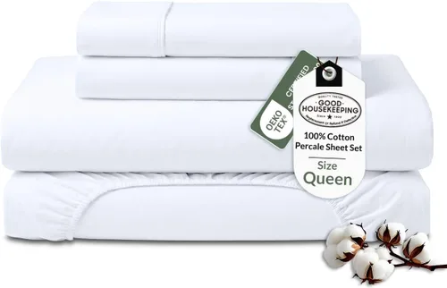 Miniatura 34 de ROYALE LINENS Juego de sábanas 100% algodón orgánico tamaño individual XL, tejido percal, juego de 3 piezas, 1 encimera, 1 sábana bajera de bolsillo