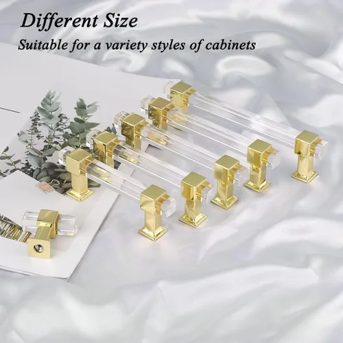 Miniatura 5 de Paquete de 5 tiradores de gabinete ajustables con centro de agujero de 3-1/2 pulgadas, tiradores cuadrados para cajones con base de aleación de zinc