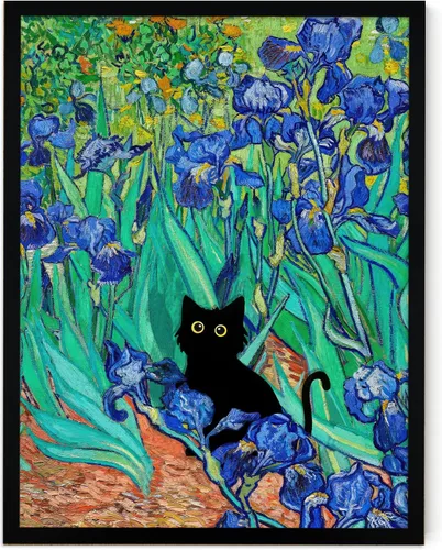 Miniatura 41 de Fantasy Artists Van Gogh - Lienzo decorativo para pared, diseño de gato negro con diseño de almendra y diseño de gato negro, pósteres de pintura al