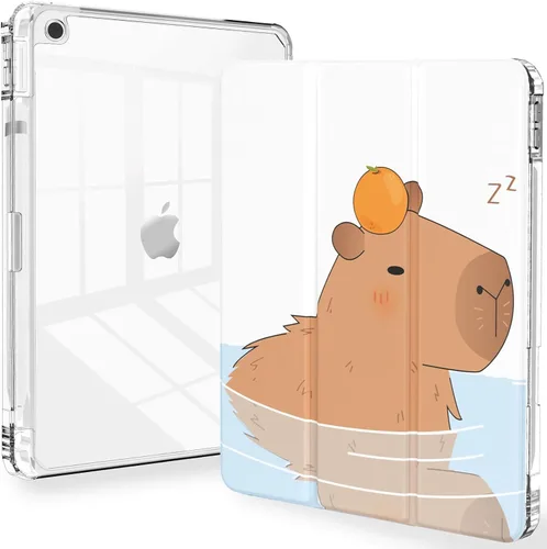 Miniatura 28 de Feams Funda para iPad de 9ª generación, funda triple para iPad 10.2, cubierta trasera transparente con soporte para lápiz y apagado Ángel