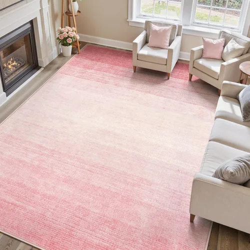 Miniatura 38 de Wonnitar Alfombra rosa lavable de 2 x 6 pies, moderna alfombra de pasillo de baño en degradé, contemporáneo, antideslizante, alfombra degradada