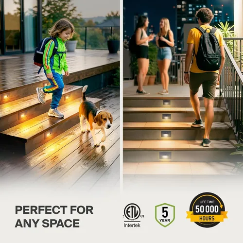 Miniatura 2 de ASD Lámpara LED empotrable para escalones, iluminación para peldaños de escalera exterior del atardecer al amanecer 3CCT, fotocélula, impermeable
