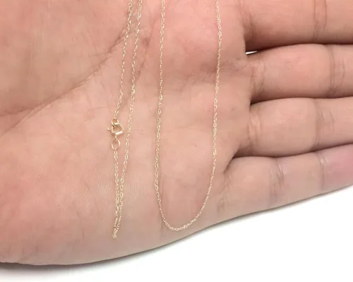Miniatura 5 de Jewelry Affairs Collar de cadena de cuerda de oro amarillo de 10 quilates, 0.024 in