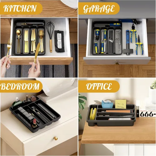 Miniatura 6 de WEBACOO. Organizador de cubiertos para cajón de cocina, organizador de cajones de utensilios antideslizante, apto para lavavajillas, organizador
