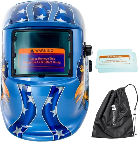 Miniatura 16 de iMeshbean Casco de soldadura de oscurecimiento automático Máscara de capucha accionada solar con lente adicional ANSI aprobado por el ANSI, diseño