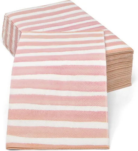 Miniatura 6 de 100 servilletas de papel desechables a rayas rosadas, servilletas de papel suaves para despedida de soltera, baby shower, cumpleaños, boda