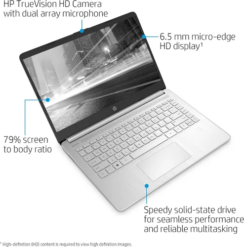 Miniatura 2 de HP Laptop HD de 14", Intel Core i5-1035G1, gráficos Intel UHD, 8 GB SDRAM, SSD de 256 GB, plata natural, Windows 10