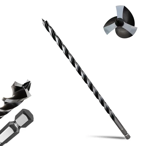 Miniatura 16 de 8 brocas profesionales de 12 pulgadas de largo para madera con vástago hexagonal de cambio rápido de 1/4 pulgadas (1/4-7/8 pulgadas), diseño de 3