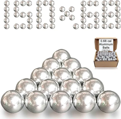 Bolas de aluminio calibre 68 de 150 quilates, 68 bolas de calibre para Byrna SD/LE/TCR/MAX, para suministro de sal S2/Pistelle X-68, 0.26 oz,