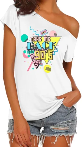 Miniatura 4 de Take Me Back to The 90s Shirts for Women Vintage Off The Shoulder Shirt Retro Style 90s Birthday Party Tops