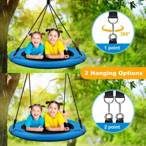 Miniatura 4 de Columpio para árbol de platillo de 40 pulgadas, 600 libras, capacidad de peso con 2 correas para colgar, tela Oxford 900D, marco de acero resistente