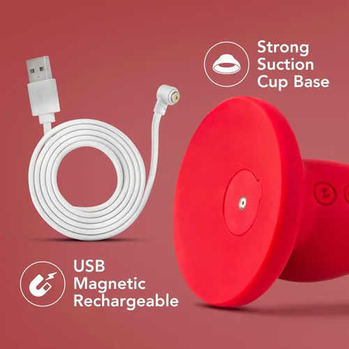 Miniatura 8 de Blush Impressions Las Vegas - Consolador vibrador pequeño de 8.25 pulgadas con ventosa - Rojo - Silicona Curvy G Spot & Anal Prostata Masajeador