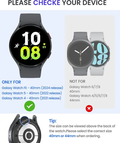 Miniatura 2 de Goton - Funda impermeable para Samsung Galaxy Watch 5 y 4 y FE, protector de pantalla de 40 mm con vidrio templado, 1 paquete de funda dura de PC