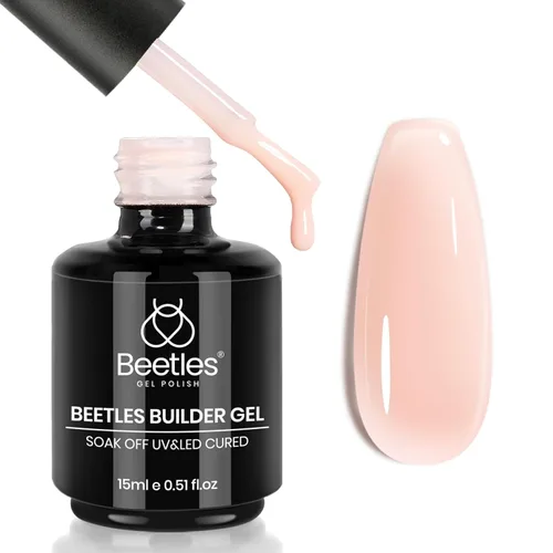 Miniatura 12 de Beetles Gel de uñas en gel de construcción 15ML, Gel fortalecedor de construcción 7 en 1, gel de uñas de extensión de uñas rosa nude translúcido
