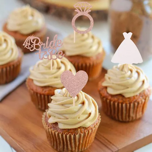 Miniatura 7 de 24 piezas de decoración para cupcakes con anillo de corazón, para despedida de soltera, bodas, compromisos, despedidas de soltera, suministros