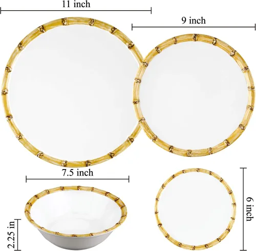 Miniatura 4 de UP Platos redondos de postre de melamina de bambú, platos pequeños para servir, para aperitivos, aperitivos y guarniciones, blanco, 6 pulgadas