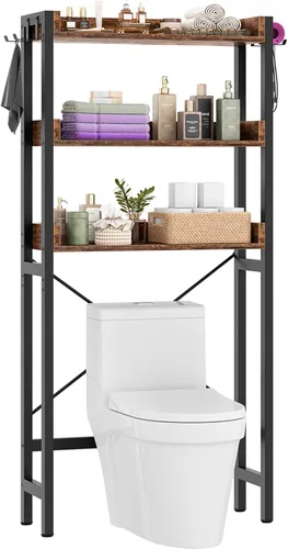 Miniatura 12 de Besiost - Estante de almacenamiento sobre el inodoro con 2 cajones - Organizador de baño de 7 niveles con estante ajustable, estante de ahorro