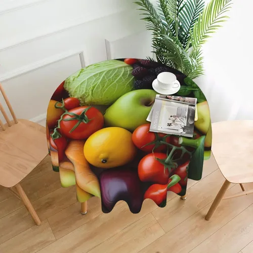 Miniatura 8 de Mantel redondo de 60 pulgadas impermeable con estampado de bulldogs ingleses, mantel circular para cocina, comedor, arrugas, mantel redondo