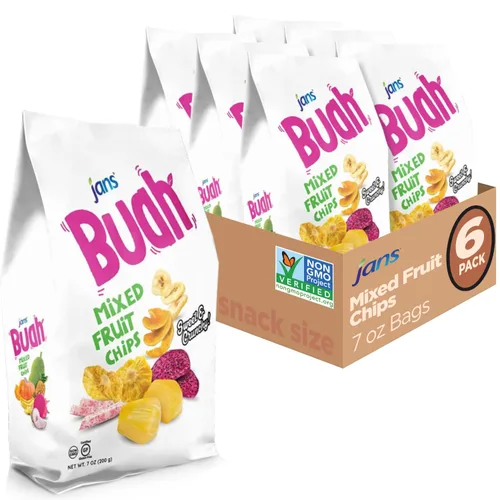 Miniatura 12 de Jans Buah Chips de frutas secas: experimenta frutas mixtas secas reales, sin gluten, dulces y crujientes, listas para comer, perfectas
