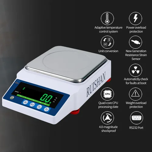 Miniatura 6 de Escala de equilibrio de laboratorio de precisión de 22.0 lbs x 0.00 oz, escala de grano/gramo, báscula científica, báscula calibrada, pesaje