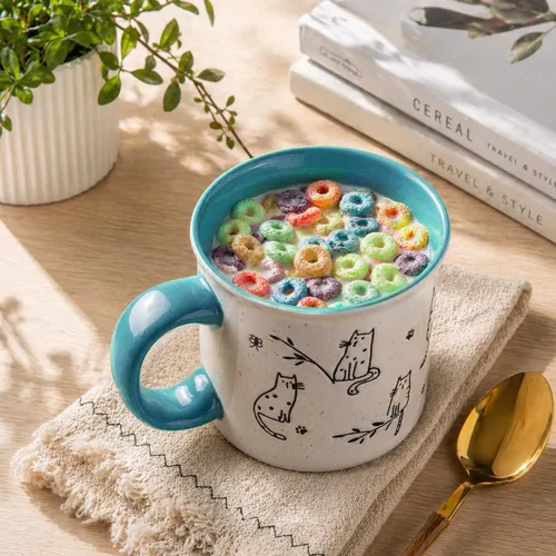 Miniatura 5 de AmorArc Juego de 2 tazas de café de cerámica grandes de 22 onzas, tazas de gran tamaño con mango grande para hombres, mujeres, papá, mamá, taza Azul