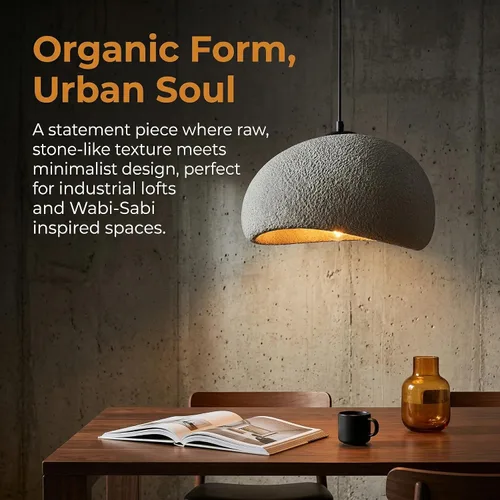 Miniatura 8 de Lámpara colgante Wabi Sabi de 11.8 pulgadas, luminaria de techo japonesa moderna para comedor, isla de cocina, pasillo, lámpara colgante gris