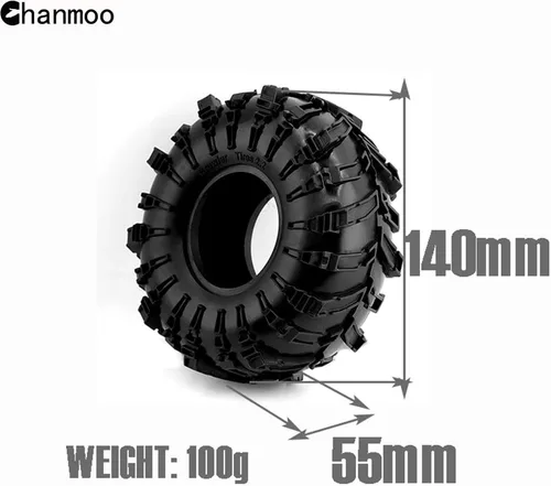 Miniatura 2 de 4 unidades 2.2 neumáticos sobre orugas OD 5.512 in goma suave RC barro neumáticos para escala 1/10 RC Rock Crawler coche Axial SCX10 90047 D90 TF2