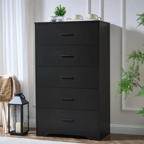 Miniatura 14 de LIDYUK Cómoda negra para dormitorio, cómoda de 6 cajones y cómodas, cómoda de madera moderna, cómoda de 48 pulgadas de ancho para dormitorio