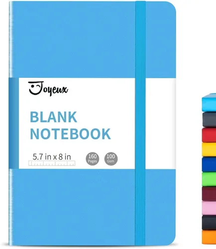 Miniatura 13 de JOYEUX - Libreta en blanco tipo diario, A5, 160 páginas, libros de bocetos gruesos de 100 Gsm, diario de tapa dura para escribir, 5.7 x 8 pulgadas