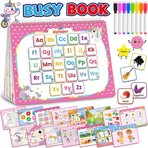 Benresive Libro de actividades de aprendizaje preescolar Montessori para niños pequeños de 3 a 5 años, juguetes educativos sensoriales de viaje para