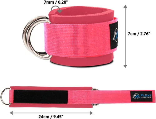 Miniatura 2 de Correas de tobillo Flexi MusCLES para máquinas de cable. Nuestras cómodas correas acolchadas ajustables para entrenamiento de tobillo con doble