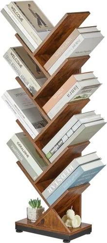 Miniatura 11 de ruboka - Estantería de árbol de 5 estantes, estantería de pie de 5 niveles para CDs/Revista/Libros, pequeño organizador de libros para dormitorio