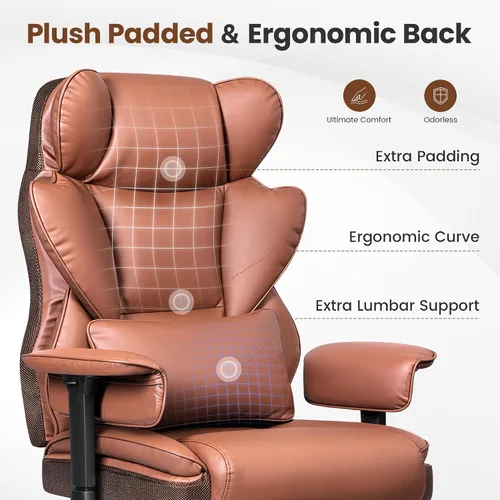 Miniatura 4 de BESTFAIR Silla de oficina grande y alta, silla ejecutiva de capacidad de 400 libras con respaldo alto y reposapiés, silla de oficina ergonómica