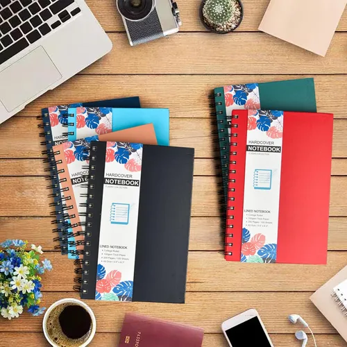 Miniatura 7 de Paquete de 6 cuadernos de tapa dura A5 en espiral, cuadernos con rayas universitarias, diario colorido, agenda a granel, planificador de viajes