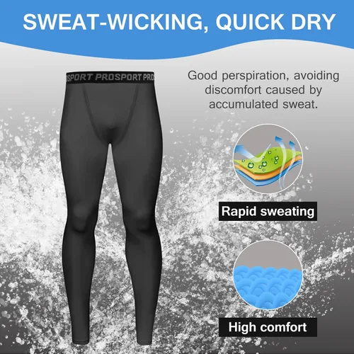 Miniatura 10 de Pantalones de compresión para hombre, mallas de compresión de una pierna para baloncesto, capri 3/4, leggings atléticos, capa base de secado fresco