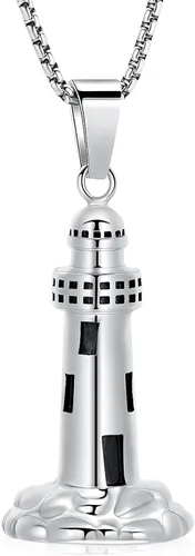 Collar de urna para cenizas para hombre, joyería de cremación, faro, conmemorativo, collar para amantes, soporte para cenizas con kits de relleno