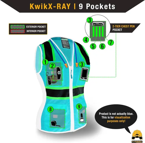 Miniatura 6 de KwikSafety - Multi-Color Safety Vest for Women Premium Reflective High Visibility Vest, ANSI Class Unrated Azul Ajuste Regular