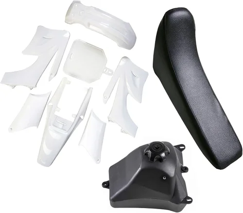 Miniatura 13 de TDPRO Kit de carenado de plástico, piezas de guardabarros y asiento negro y depósito de combustible de gasolina de gasolina de 3 litros para Apollo