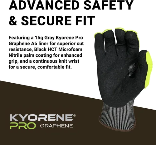 Miniatura 5 de Armor Guys Kyorene Pro 00-857 A5 - Guantes de trabajo resistentes a los cortes, grafeno, agarre de palma de nitrilo, protección de espalda TPV