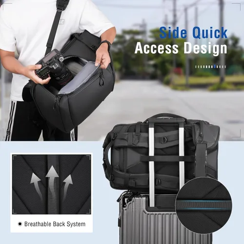 Miniatura 5 de MOSISO Mochila impermeable para cámara, DSLR/SLR/SLR/sin espejo, mochila grande para fotografía con compartimento superior enrollable expandible