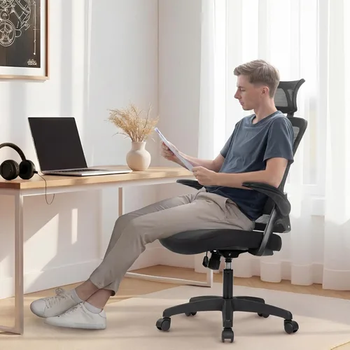 Miniatura 8 de NEO CHAIR Silla de escritorio de oficina para computadora de juegos, respaldo alto, asiento cómodo de malla con reposacabezas ergonómico ajustable